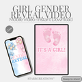 Baby Girl Gender Reveal Video | Animated Digital Download MP4  | Instant Mobile Editable
